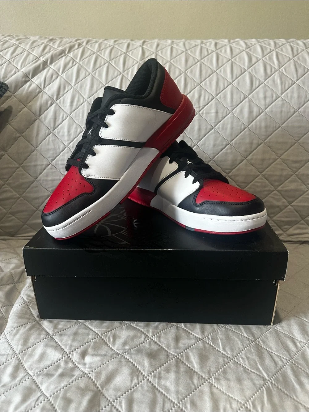 NEW Jordan Nu Retro Low-Top Sneakers in Red, Black & White